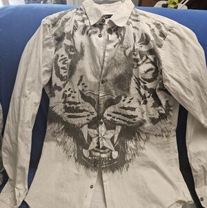 DSQUARED2 Light gray and Gray Tiger Graphic Shirt